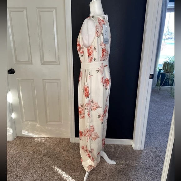 NWT Fehaute Yellow Floral Buckle Regular Fit Jumpsuit With Pockets size 8 - Picture 9 of 12